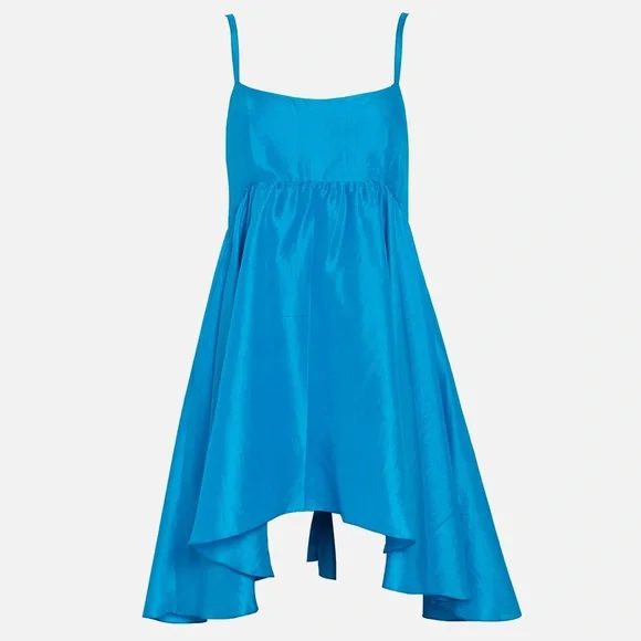 Azeeza Dresses | Azeeza Rachel Raw Silk Mini Dress Size Medium Nwt Ocean Aqua Blue | Color: Blue | Size: M | Eluxe's Closet